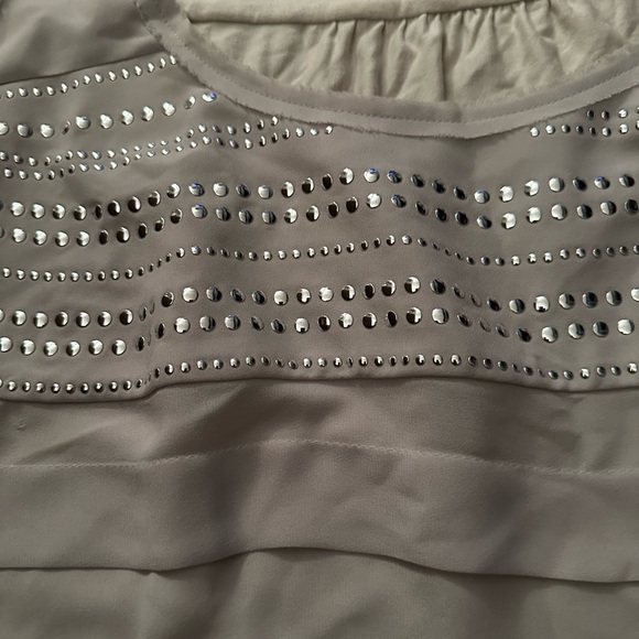 Alfani Tan Embellished Pleated Tank Top - Picture 1 of 6